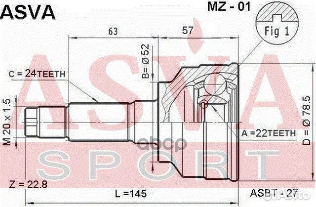Шрус внешний прав/лев MZ01 asva
