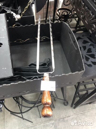 Шампур двойной вилка нержавеющая сталь 500х12х3 мм