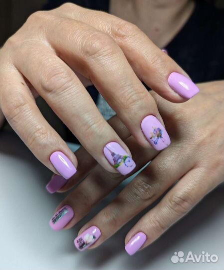 Маникюр,покрытие гель-лаком,дизайн стразы, бульонк