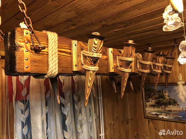 Люстра деревянная под старину