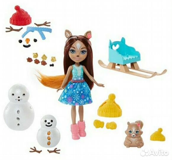 Кукла Enchantimals с семьёй питомцев новое