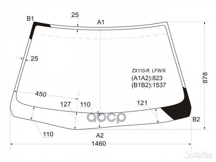 Стекло лобовое Toyota Mark II (X110) 00-04 / Ma