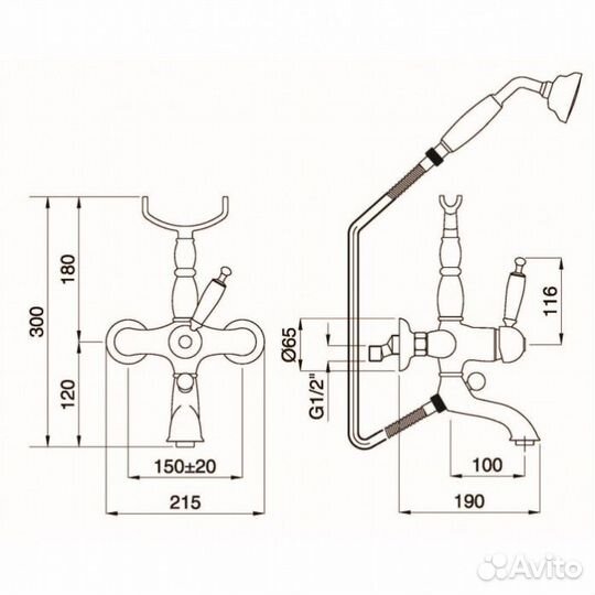 Смеситель для ванны Migliore Oxford 19124 хром