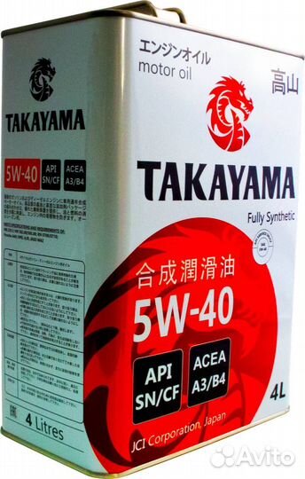 Takayama adaptec 5W-40 4л синтетика SN/CF