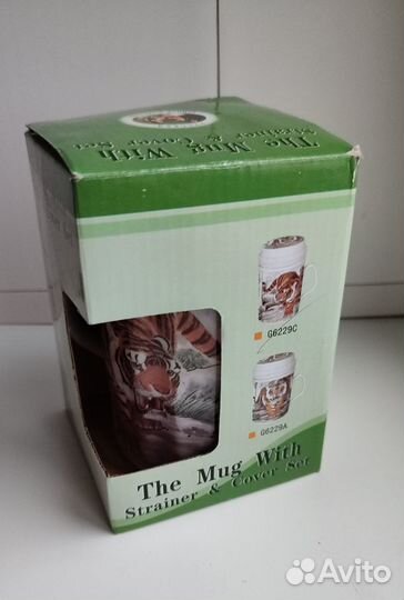 Кружка с заварочной колбой и крышкой фарфор