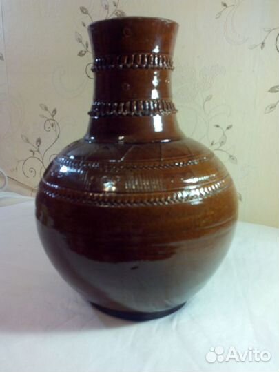 Ваза керамика, перламутр, дерево, глина, алюминий