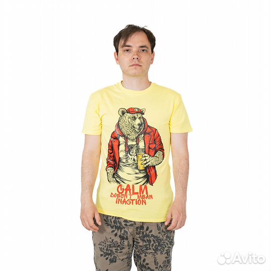 62817 Футболка calm does nott mean inaction желтый