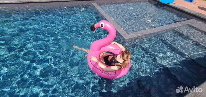 Надувной круг фламинго. Большой, розовый, 120см