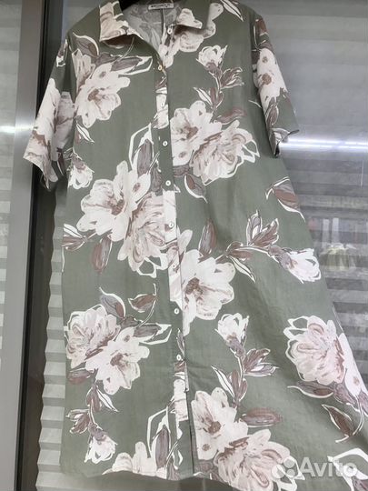 Платье туника лен/ хлопок 50:52:54:56:58:60