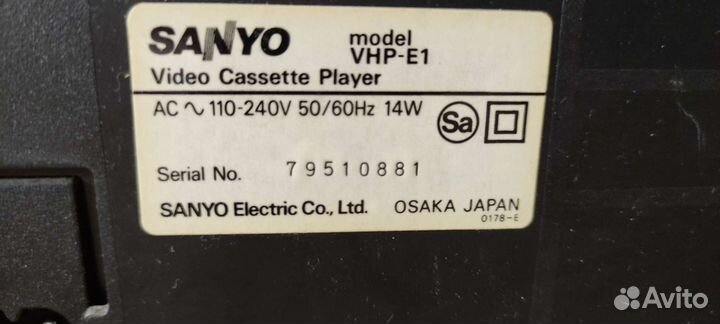 Видеомагнитофон sanyo vhp-e1, Япония