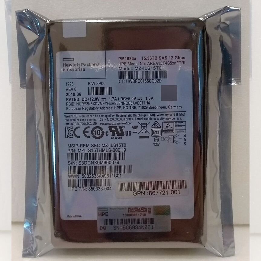 [PM1633A] Ssd Samsung 15,36tb Mzils15thmls-000h9 Hpe Pm1633a