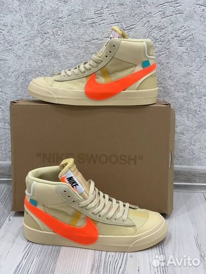 Кеды Nike Blazer Mid Off White swoosh премиум