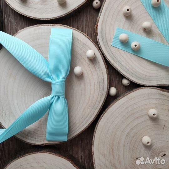 Бант заколка автомат репс ручная работа голубой