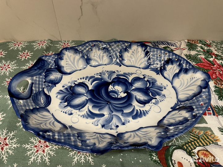 Ваза для фруктов гжель