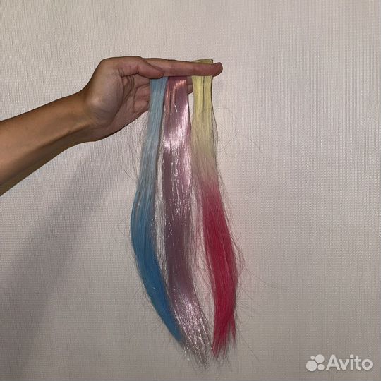 Искусственные пряди для волос заколки