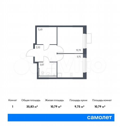 1-к. квартира, 35,8 м², 16/16 эт.