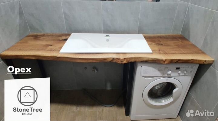 Столешница в ванную из массива ореха