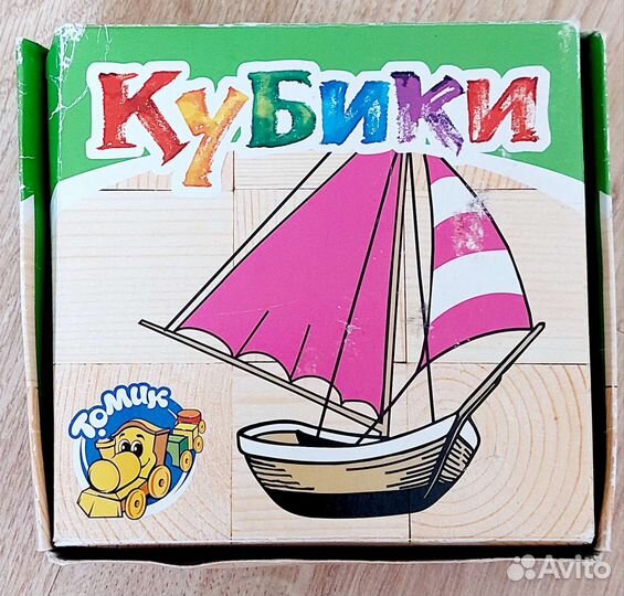Кубики деревянные, транспорт, томик