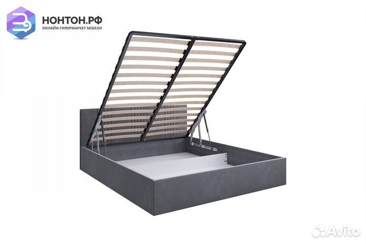 Кровать Амелия велюр серый