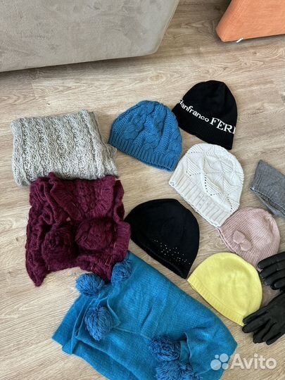 Шапки+шарфы+перчатки кожа