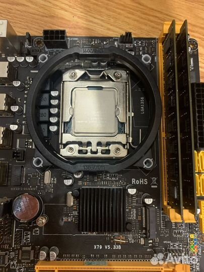 Сборка материнской платы + процессор с кулером