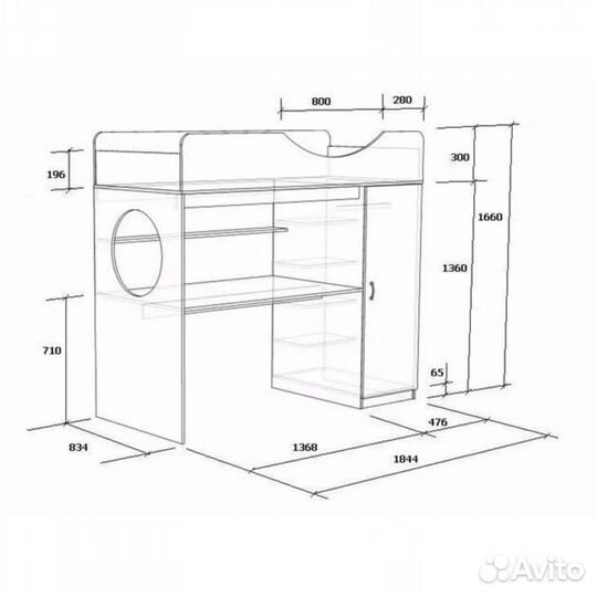 Кровать Чердак с рабочим местом + лестница комод