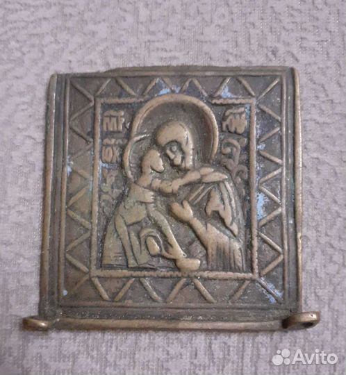 Иконка латунная старинная