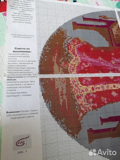 Схема вышивки крестом с ключом к гамме ниток