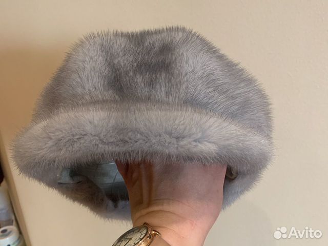 Шапка кепка из голубой норки