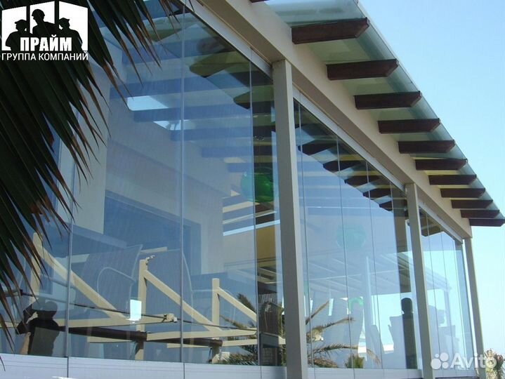 Безрамное раздвижное остекление для ресторана/кафе