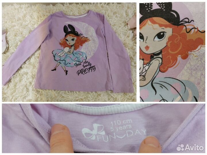 Пакет одежды для девочки 104-110 Футболки Лонгслив