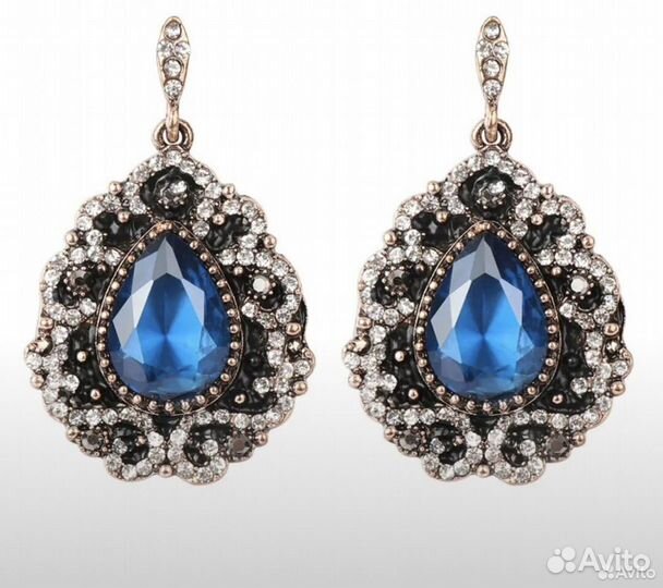 Серьги гвоздики, покрытие антикварное золото