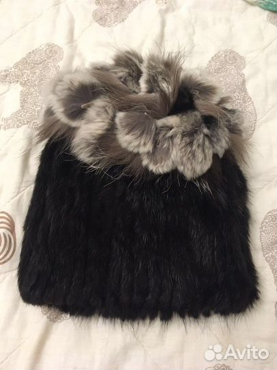 Шапка норковая вязаная женская 50-57