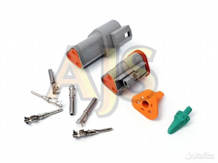 Коннектор папа-мама герметичный серый (3 пина)