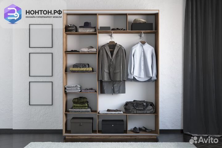 Шкаф-купе 3-х дверный Экспресс 45 зеркало / крафт