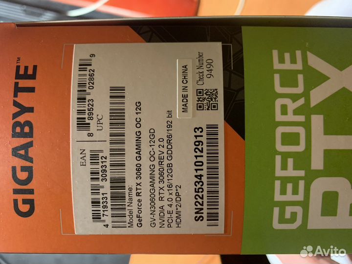 Видеокарта gigabyte GeForce rtx 3060 gaming oc 12g