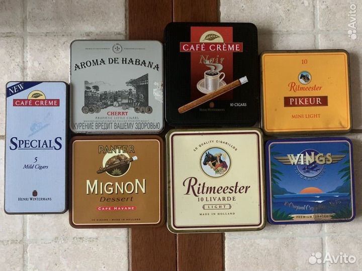 Металлические пустые пачки от сигар