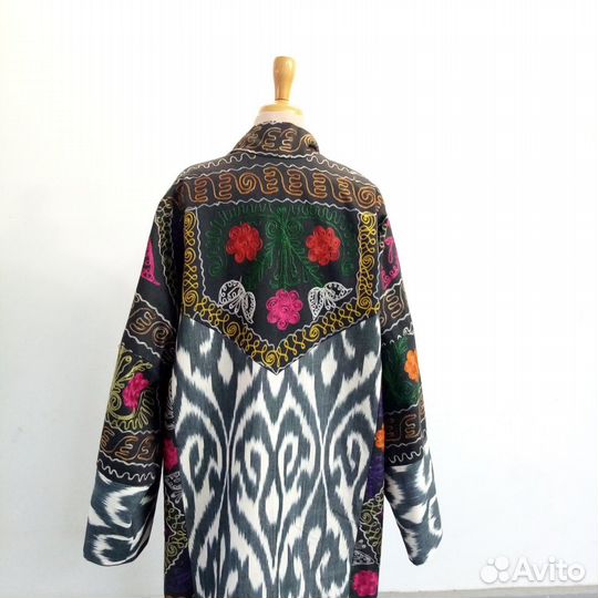 Узбекский халат из сюзане и иката. Кимоно. CHT023