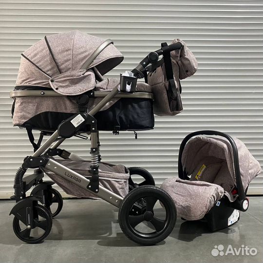 Детская 4-х колёсная коляска 3в1 luxmom 555 Brown