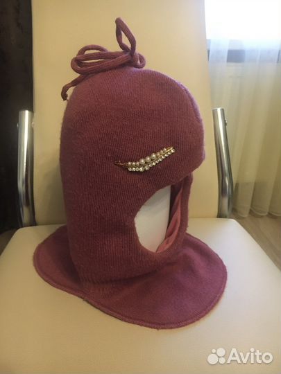 Шапка шлем для девочки 52 54 зима
