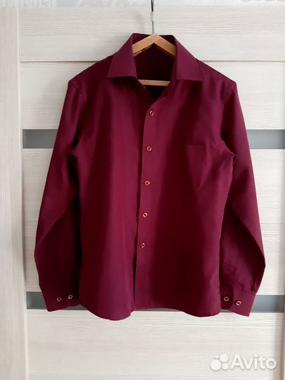 Рубашка для мальчика бордовая 130-134см