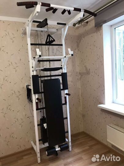 Шведская стенка с грузоблочной тягой и жим лежа