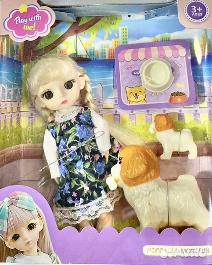 Кукла шарнирная с питомцами