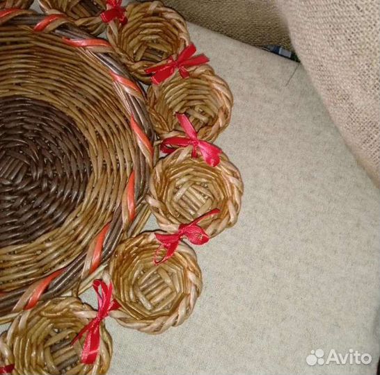 Пасхальный поднос плетёный