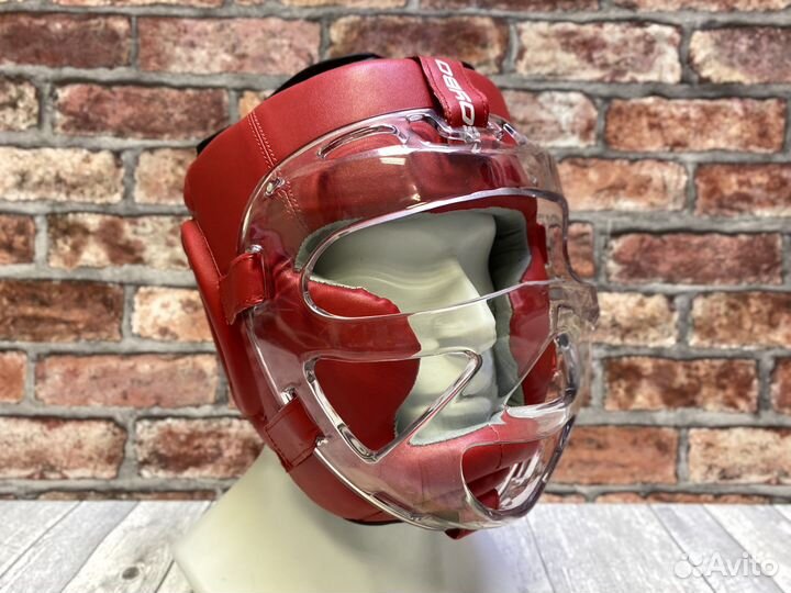 Шлем с пластиковой маской Boybo Flexy красный