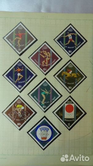 Листы с марками. Монголия. 39 марок.5 блоков.5