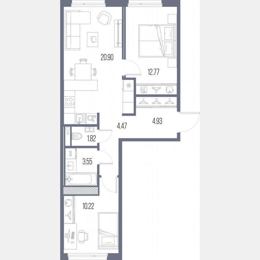 2-к. квартира, 58,7 м², 9/10 эт.