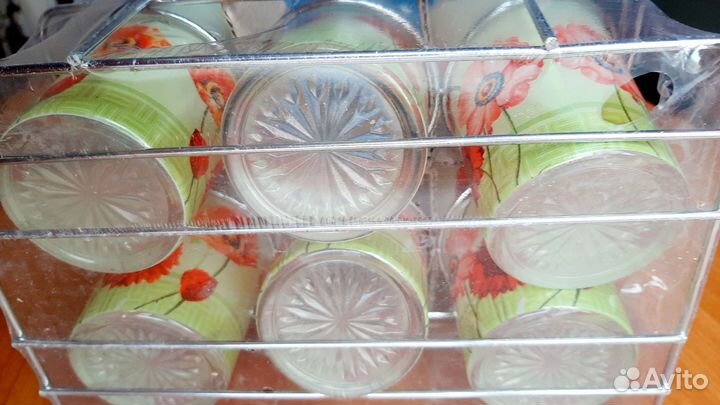 Стаканы для напитков с рисунком новые 6 шт