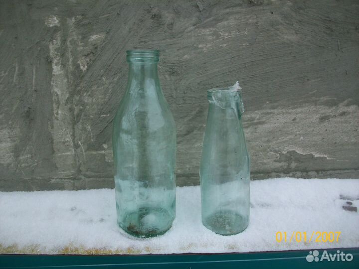 Бутылка молочная СССР 1л и из под кефира 05л