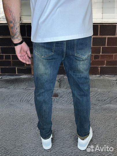 Оригинальные джинсы прямые синие мужские
